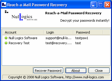 Reach-a-Mail Password Recovery