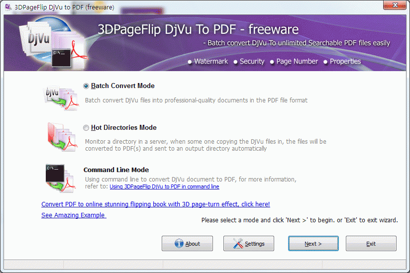 Download http://www.findsoft.net/Screenshots/3DPageFlip-Djvu-to-PDF-freeware-77307.gif