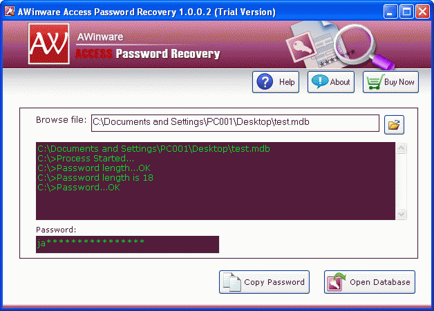 Download http://www.findsoft.net/Screenshots/AWinware-Access-Password-Recovery-71801.gif