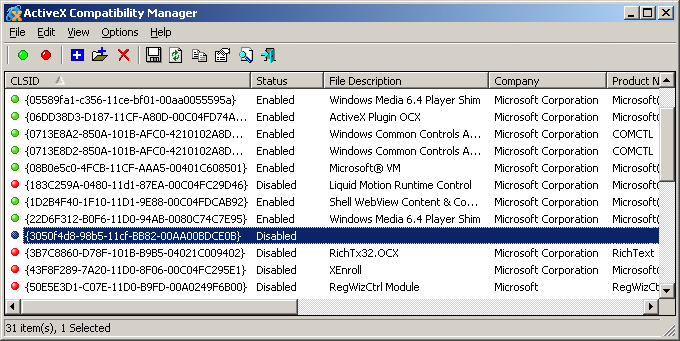 Download http://www.findsoft.net/Screenshots/ActiveX-Compatibility-Manager-27495.gif