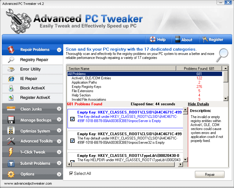 Download http://www.findsoft.net/Screenshots/Advanced-PC-Tweaker-25012.gif