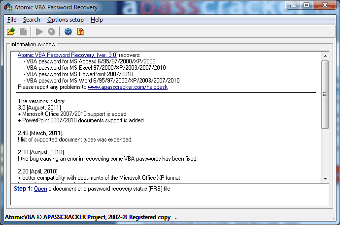 Download http://www.findsoft.net/Screenshots/Atomic-VBA-Password-Recovery-17421.gif