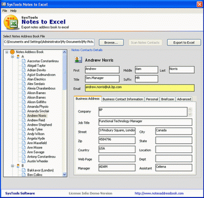 Download http://www.findsoft.net/Screenshots/Convert-Notes-Contacts-to-Excel-28418.gif