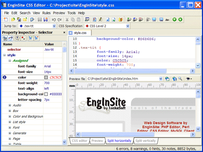 Download http://www.findsoft.net/Screenshots/EngInSite-CSS-Editor-22684.gif