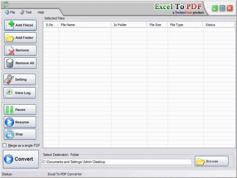 Download http://www.findsoft.net/Screenshots/Excel-To-PDF-30270.gif