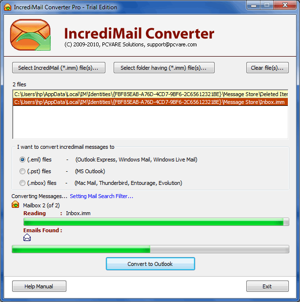 Download http://www.findsoft.net/Screenshots/IncrediMail-Convert-Tool-80265.gif