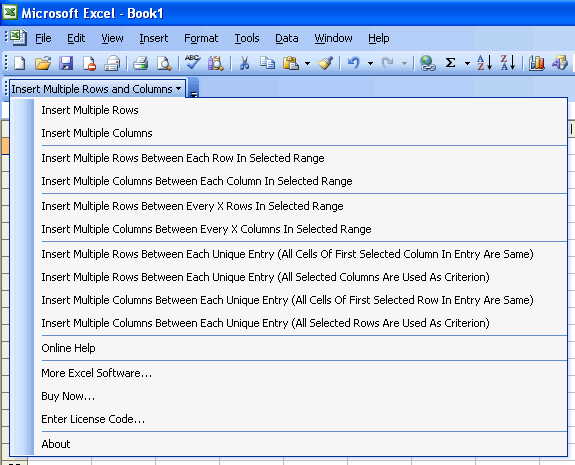 Download http://www.findsoft.net/Screenshots/Insert-Multiple-Rows-and-Columns-Between-Data-in-Excel-30388.gif