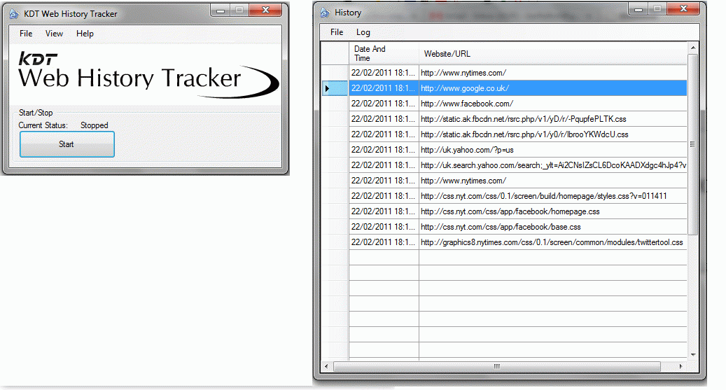 Download http://www.findsoft.net/Screenshots/KDT-Web-History-Tracker-74340.gif