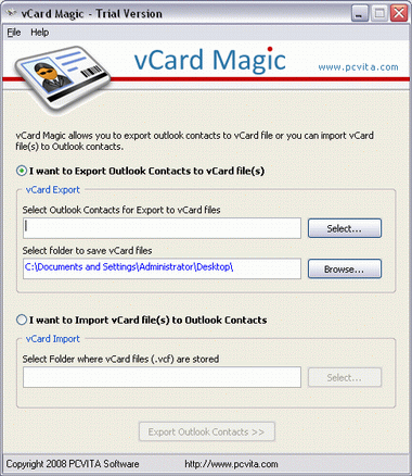 Download http://www.findsoft.net/Screenshots/Outlook-Contacts-Export-to-vCard-30508.gif