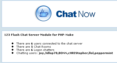 Download http://www.findsoft.net/Screenshots/PHP-Nuke-Chat-Addon-for-123-Flash-Chat-30857.gif