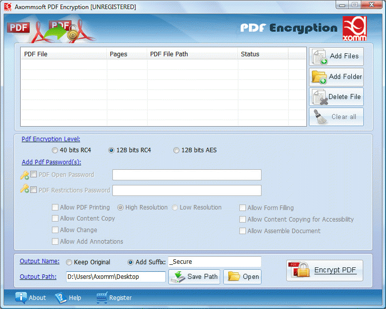 Download http://www.findsoft.net/Screenshots/Pdf-Encryption-A-Restrictions-Utility-79773.gif