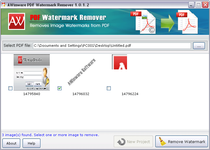 Download http://www.findsoft.net/Screenshots/Pdf-Watermark-Removal-57087.gif