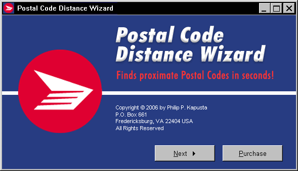 Download http://www.findsoft.net/Screenshots/Postal-Code-Distance-Wizard-8259.gif