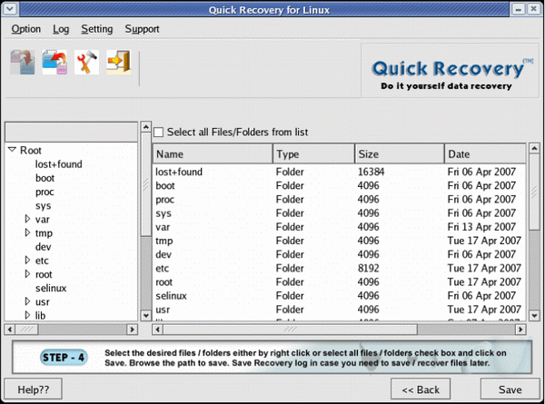 Download http://www.findsoft.net/Screenshots/Quick-Recovery-for-Linux-on-Linux-61127.gif