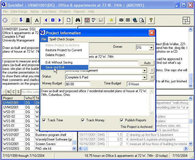 Download http://www.findsoft.net/Screenshots/QuickRef-Project-Assistant-8512.gif