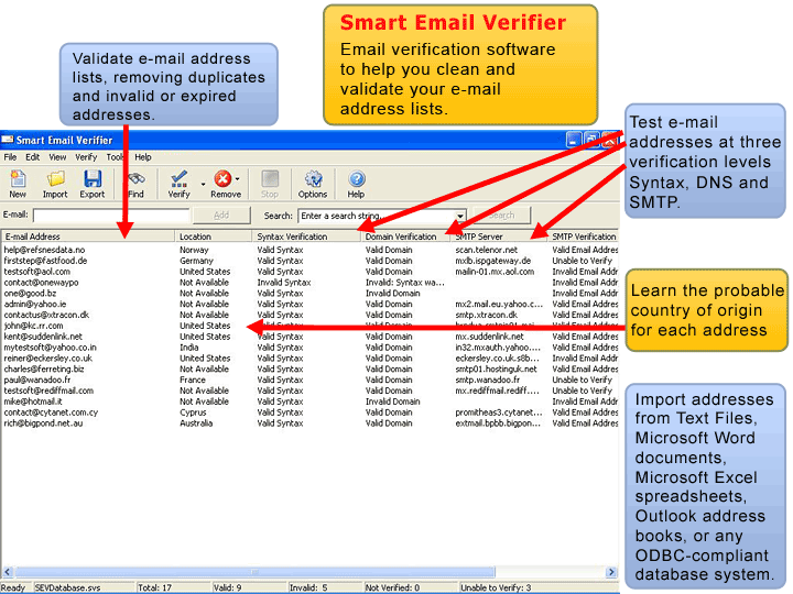 Download http://www.findsoft.net/Screenshots/Smart-Email-Verifier-9314.gif