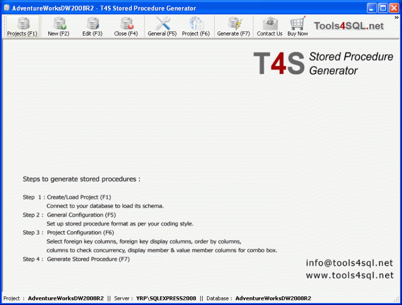 Download http://www.findsoft.net/Screenshots/T4S-Stored-Procedure-Generator-52901.gif
