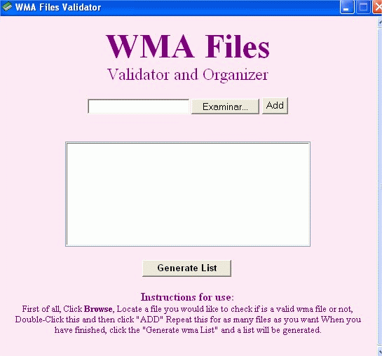 Download http://www.findsoft.net/Screenshots/WMA-Files-Validator-and-Organizer-68410.gif