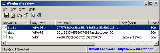 Download http://www.findsoft.net/Screenshots/WirelessKeyView-27559.gif