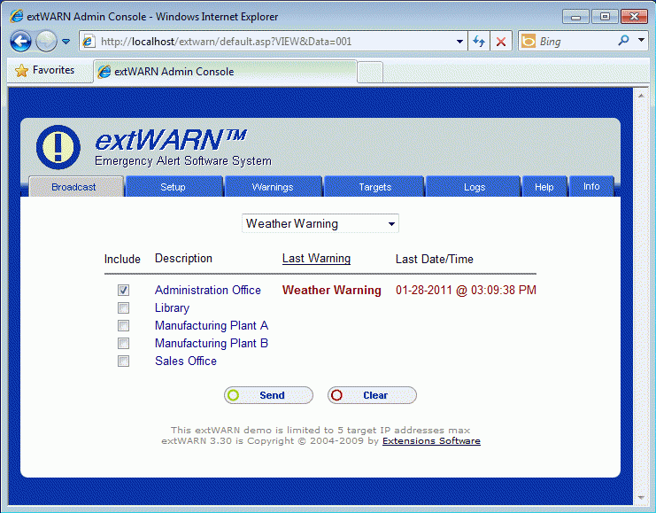 Download http://www.findsoft.net/Screenshots/extWARN-Emergency-Alert-Software-System-4698.gif
